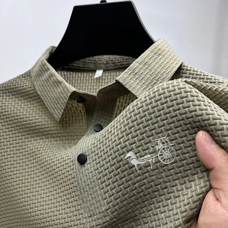 Antibacterial summer new short-sleeved T-shirt exquisite men's complete marking and refreshing breathable POLO shirt top