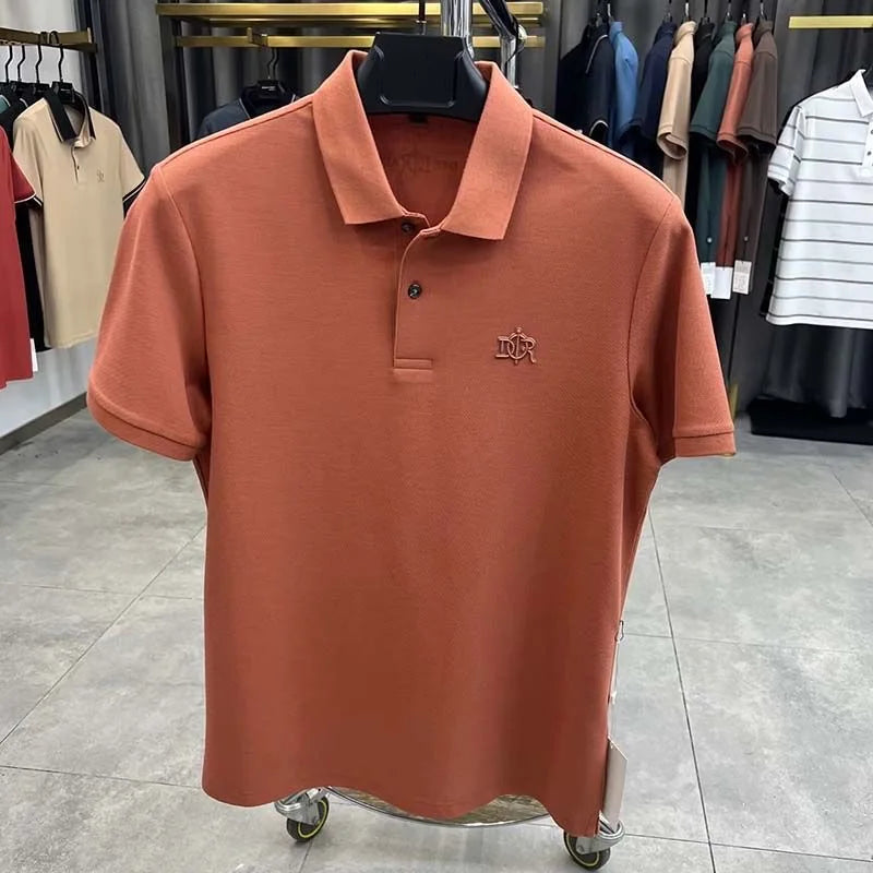 100% pure cotton high-end fashionable short sleeve summer new high-quality men's business casual polo shirt luxury brand T-shirt