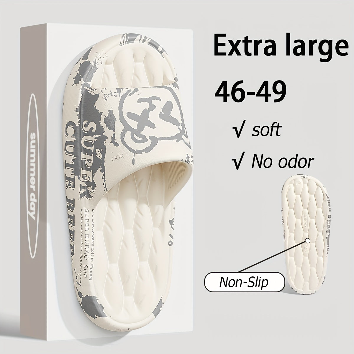 Men'S Black Cartoon Print EVA Slides - Comfortable, Soft Sole, Open-Toe Design for Indoor & Outdoor Use, Durable & Stylish Beach Sandals