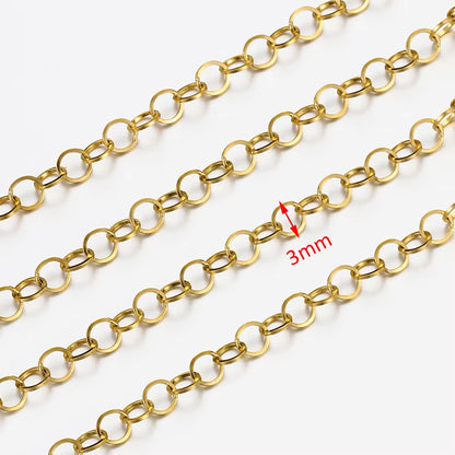 No Fade 2Meters Stainless Steel Chains for Jewelry Making DIY Necklace Bracelet Accessories Gold Chain Lips Beads Beaded Chain