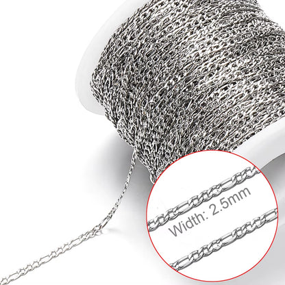 No Fade 2Meters Stainless Steel Chains for Jewelry Making DIY Necklace Bracelet Accessories Gold Chain Lips Beads Beaded Chain