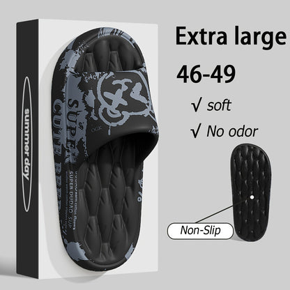 Men'S Black Cartoon Print EVA Slides - Comfortable, Soft Sole, Open-Toe Design for Indoor & Outdoor Use, Durable & Stylish Beach Sandals