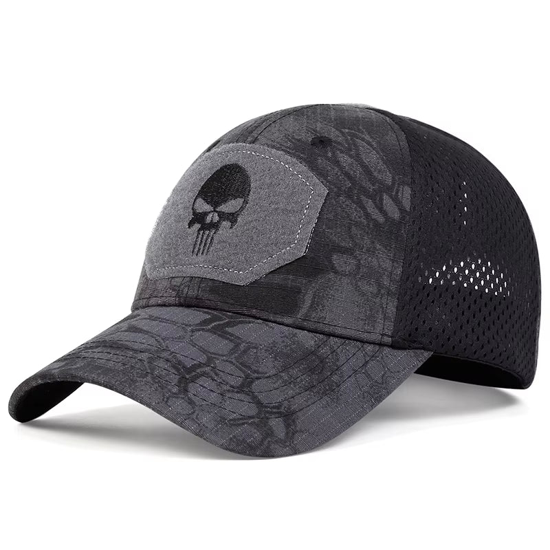 Unisex Skull Embroidered Top with Patch Breathable Baseball Caps Spring and Autumn Outdoor Adjustable Casual Hat Sunscreen Hat