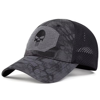 Unisex Skull Embroidered Top with Patch Breathable Baseball Caps Spring and Autumn Outdoor Adjustable Casual Hat Sunscreen Hat