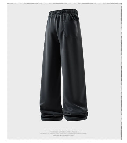 Wide Leg Pant Fashion Causal Breathable Men Sweatpant Male Autumn Versatile Elastic High Waist Drawstring Loose Straight Trouser