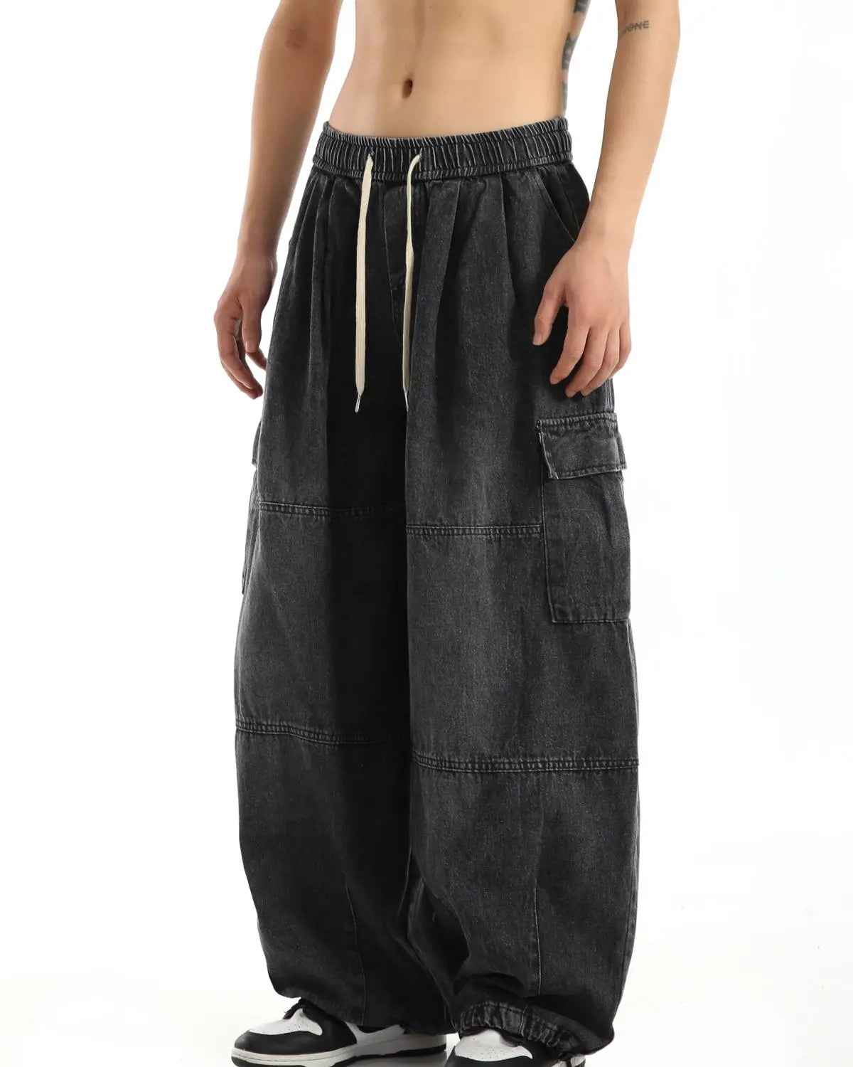 Y2k Black Baggy Cargo Jeans Trousers Men Streetwear Casual Hippie Jogging Wide leg Oversize Old Money Vintage Denim Pants