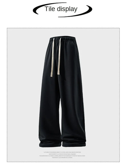 Wide Leg Pant Fashion Causal Breathable Men Sweatpant Male Autumn Versatile Elastic High Waist Drawstring Loose Straight Trouser