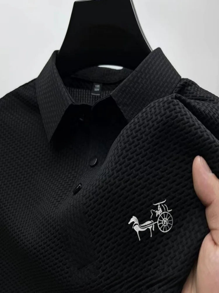 Antibacterial summer new short-sleeved T-shirt exquisite men's complete marking and refreshing breathable POLO shirt top