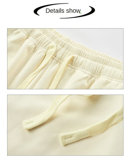 Wide Leg Pant Fashion Causal Breathable Men Sweatpant Male Autumn Versatile Elastic High Waist Drawstring Loose Straight Trouser
