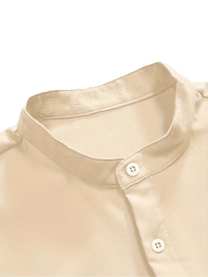Youth Casual Beach Short Sleeve Shirts Solid Color Loose Casual Breathable Shirt Lightweight Streetwear Male Button Tops
