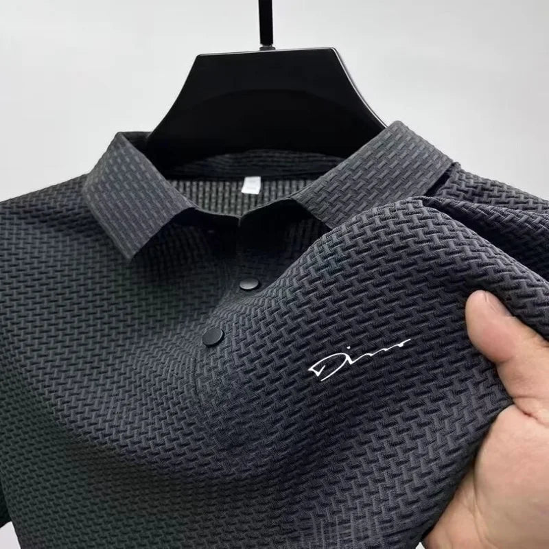 Antibacterial summer new short-sleeved T-shirt exquisite men's complete marking and refreshing breathable POLO shirt top