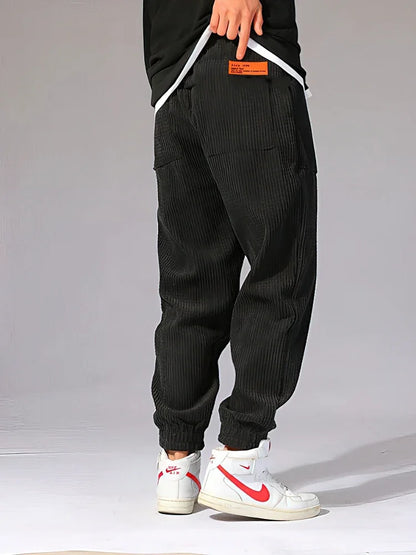 Baggy Corduroy Jogger Pants Men Tech Fleece Sweatpants Man Autumn Winter Casual Harem Pants Male Sport Thermal Trousers