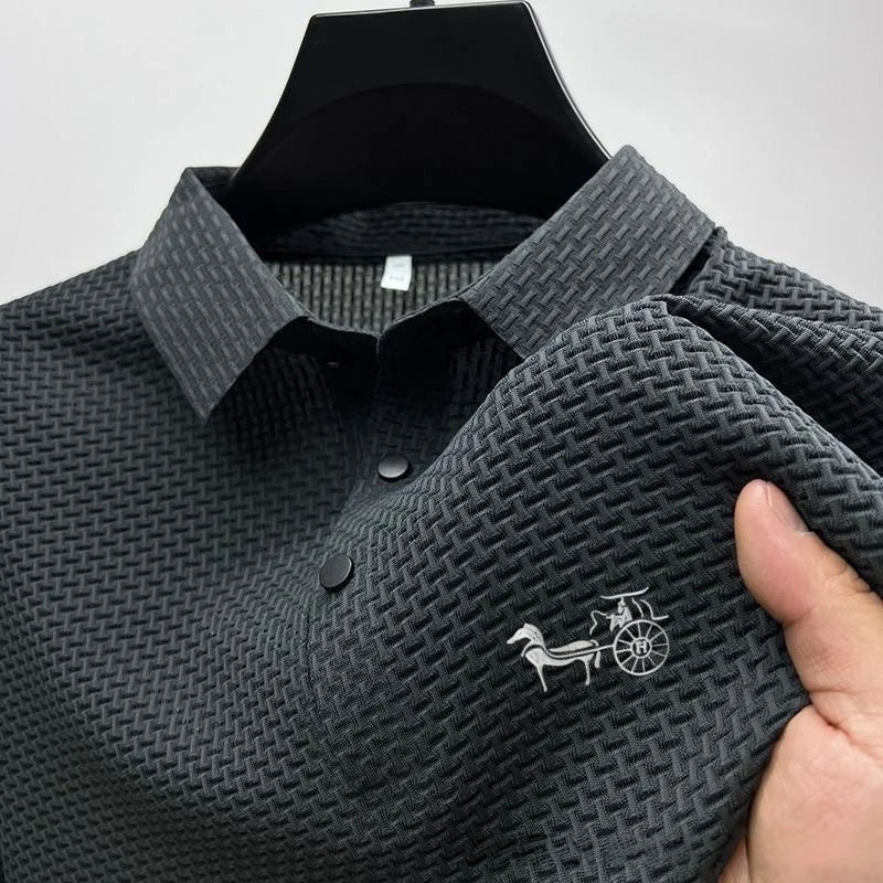 Antibacterial summer new short-sleeved T-shirt exquisite men's complete marking and refreshing breathable POLO shirt top