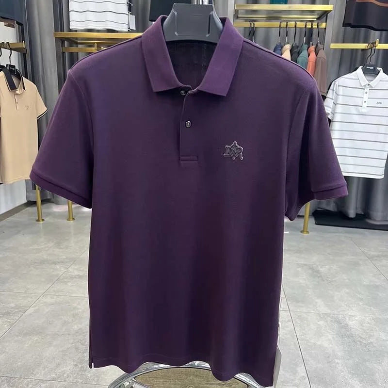 100% pure cotton high-end fashionable short sleeve summer new high-quality men's business casual polo shirt luxury brand T-shirt