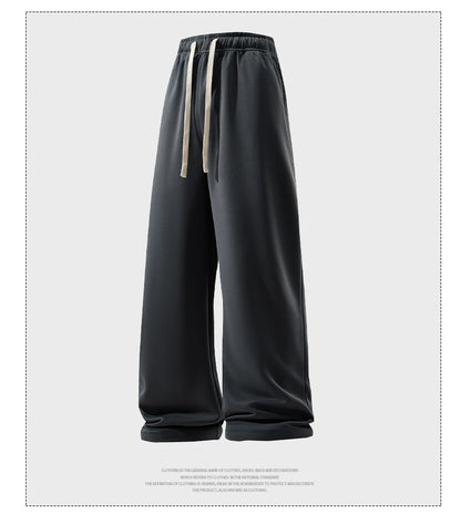 Wide Leg Pant Fashion Causal Breathable Men Sweatpant Male Autumn Versatile Elastic High Waist Drawstring Loose Straight Trouser
