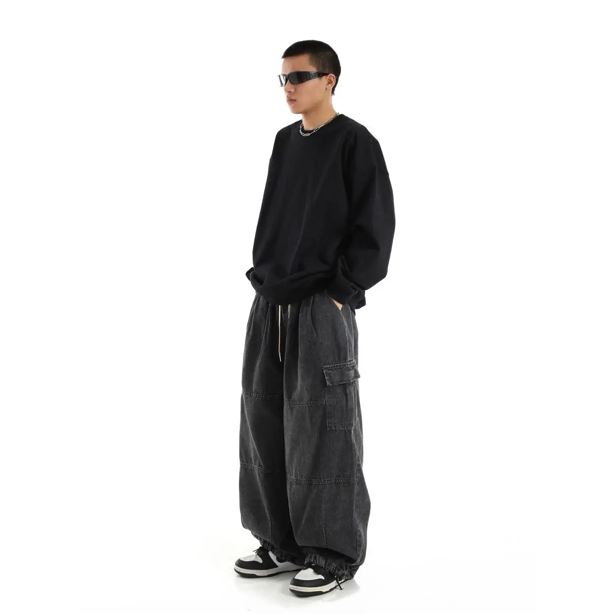 Y2k Black Baggy Cargo Jeans Trousers Men Streetwear Casual Hippie Jogging Wide leg Oversize Old Money Vintage Denim Pants