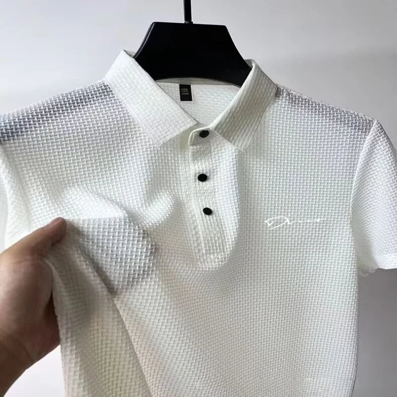Antibacterial summer new short-sleeved T-shirt exquisite men's complete marking and refreshing breathable POLO shirt top