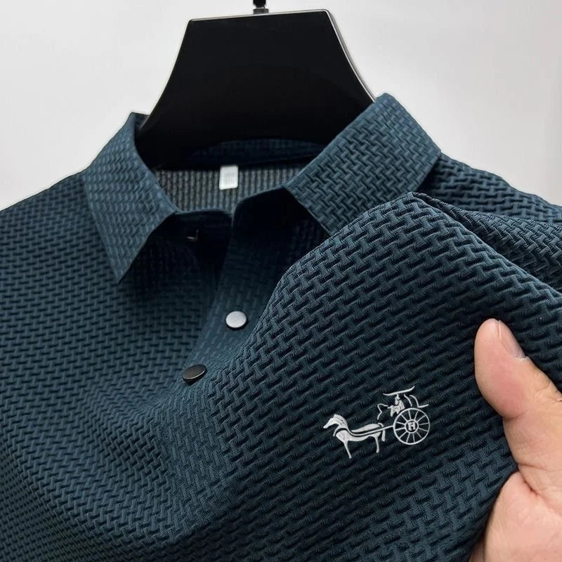 Antibacterial summer new short-sleeved T-shirt exquisite men's complete marking and refreshing breathable POLO shirt top