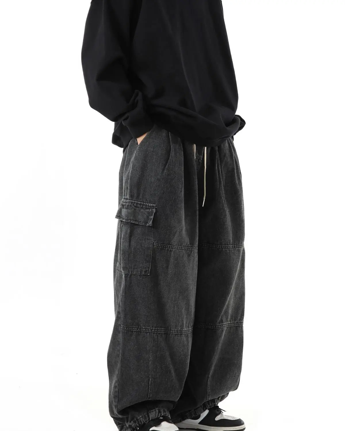 Y2k Black Baggy Cargo Jeans Trousers Men Streetwear Casual Hippie Jogging Wide leg Oversize Old Money Vintage Denim Pants
