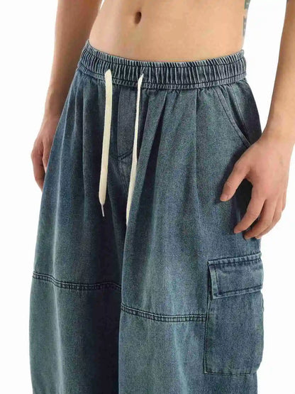 Y2k Black Baggy Cargo Jeans Trousers Men Streetwear Casual Hippie Jogging Wide leg Oversize Old Money Vintage Denim Pants