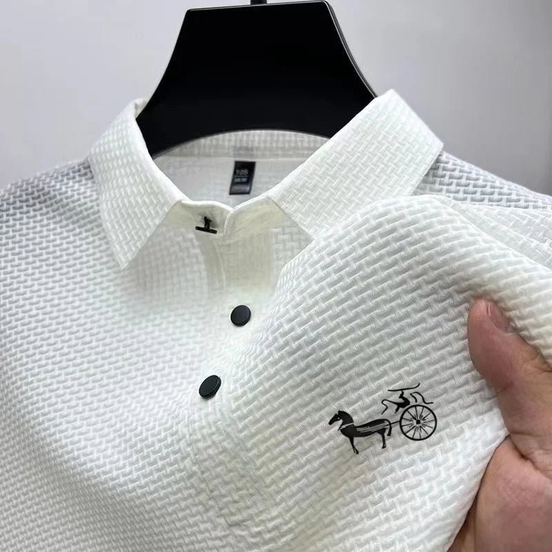 Antibacterial summer new short-sleeved T-shirt exquisite men's complete marking and refreshing breathable POLO shirt top
