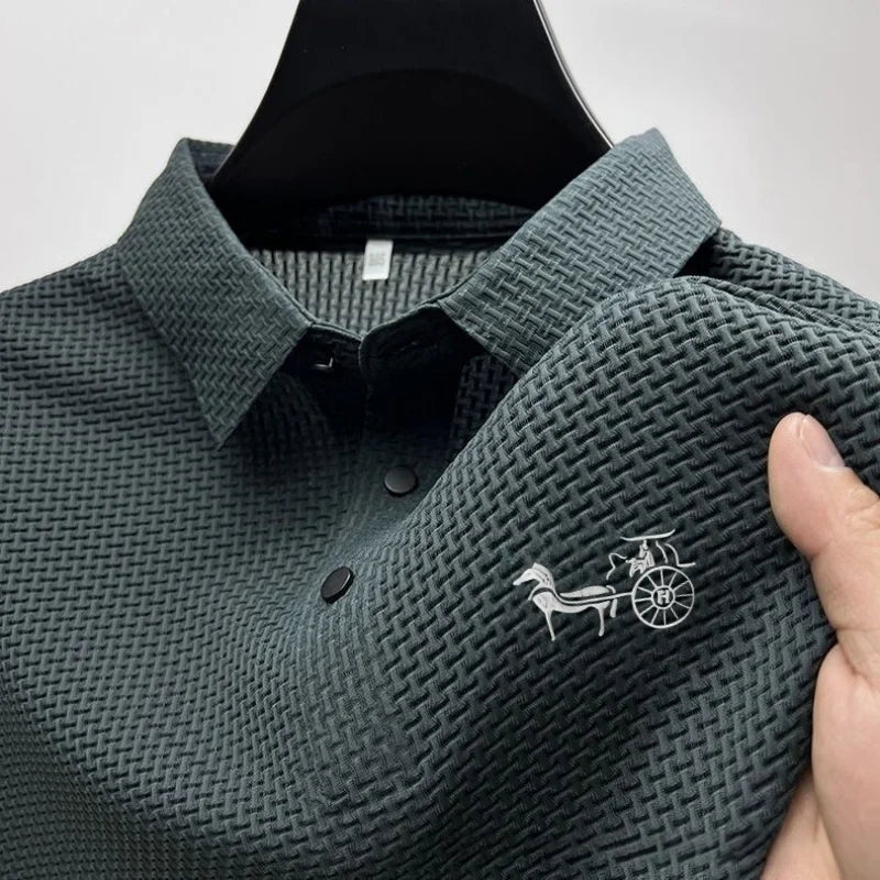 Antibacterial summer new short-sleeved T-shirt exquisite men's complete marking and refreshing breathable POLO shirt top