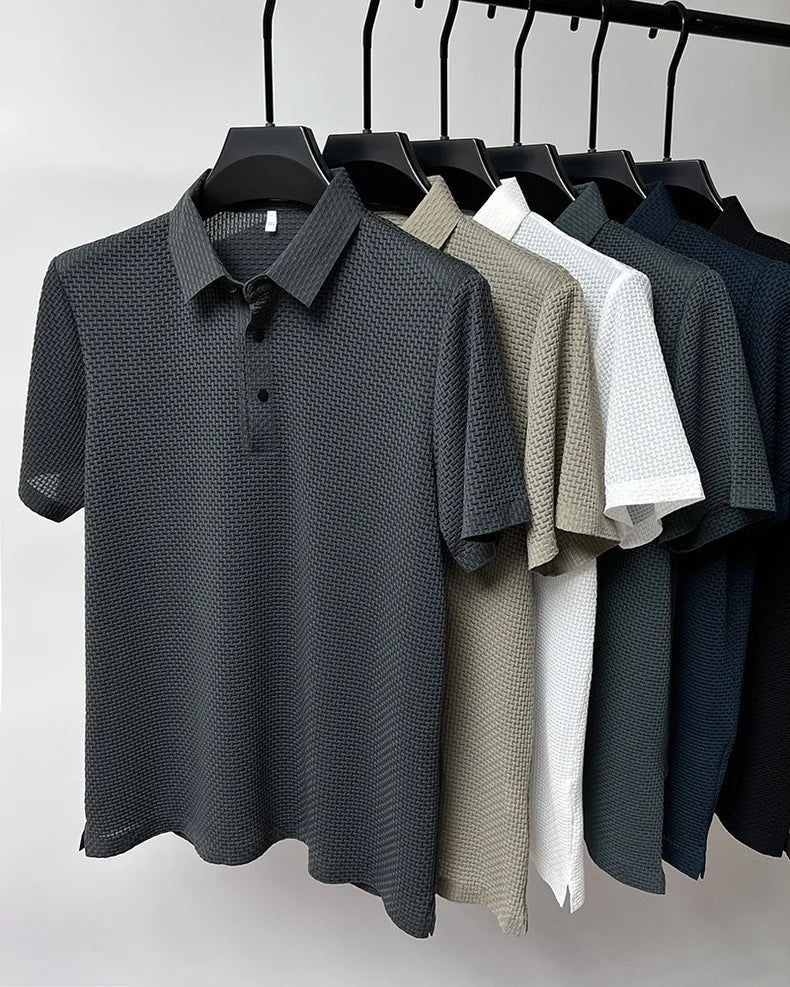 Antibacterial summer new short-sleeved T-shirt exquisite men's complete marking and refreshing breathable POLO shirt top