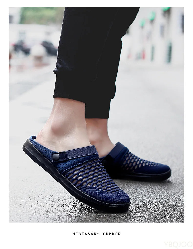 Comfortable Mesh Garden Shoes For Men 2025 new summer AntiSlip Lightweight Slippers Men Clogs sandalias hombre Man Beach Sandals